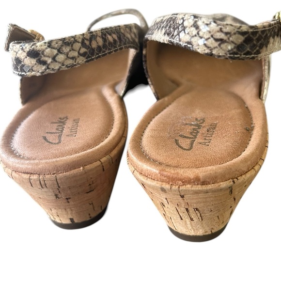 Clarks Artisan Orlena Snakeskin Wedge Sandals - Currant Natural Print - Size 8.5 - Picture 3 of 6